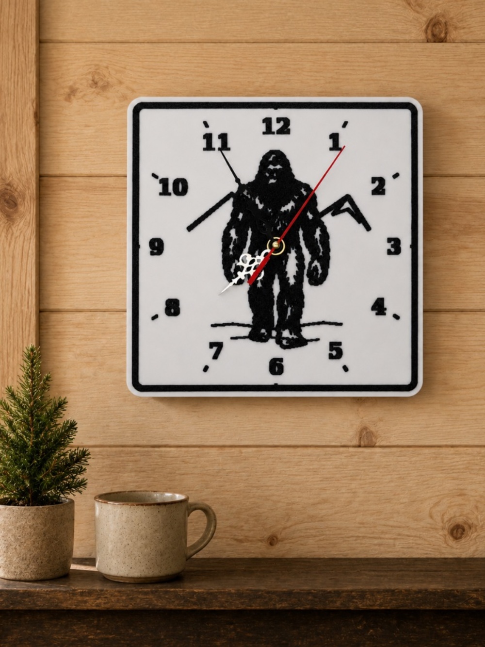 9.5" White Bigfoot Wall Clock